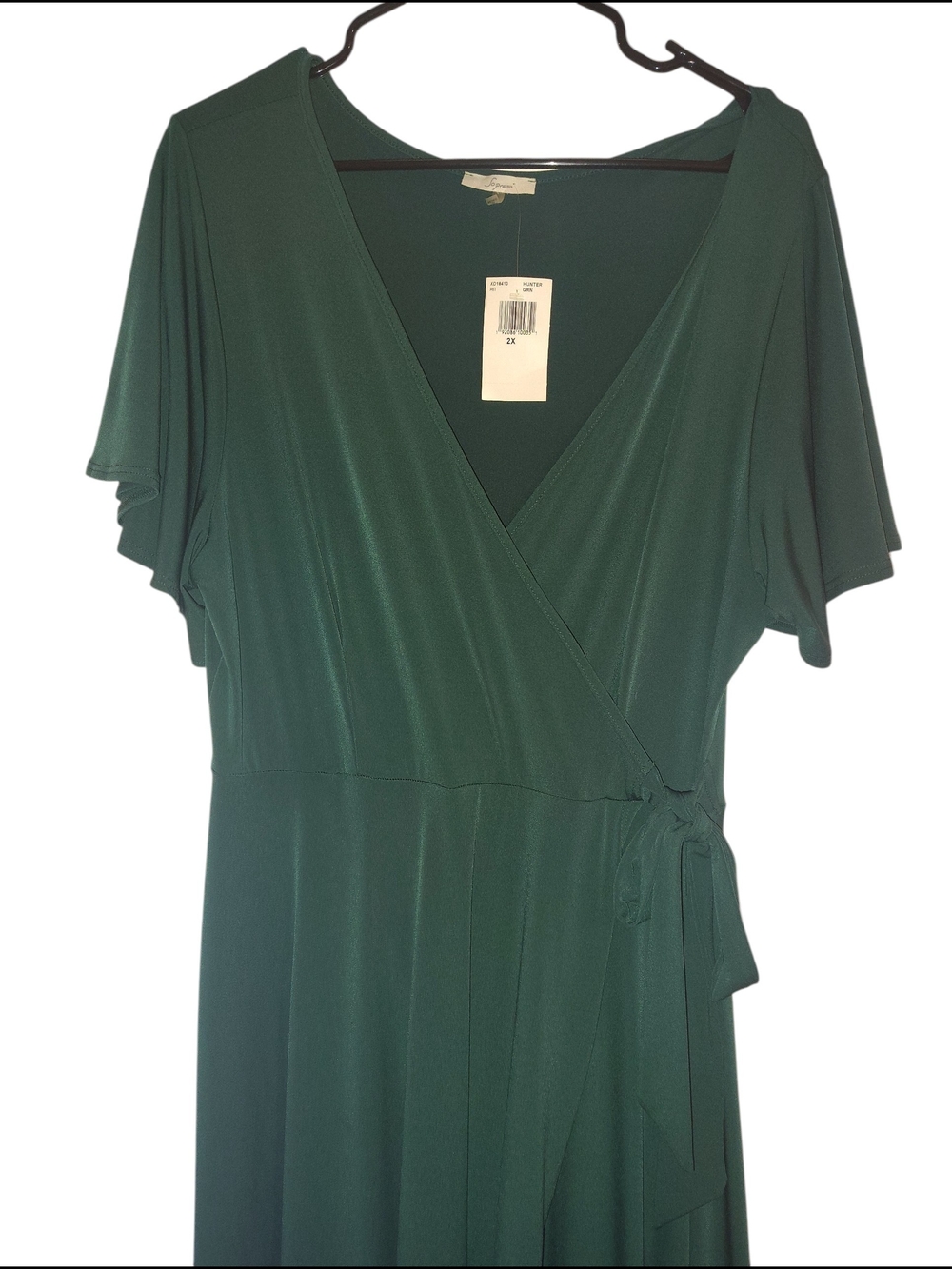 Emerald Green Wrap Dress - Picture 1 of 5